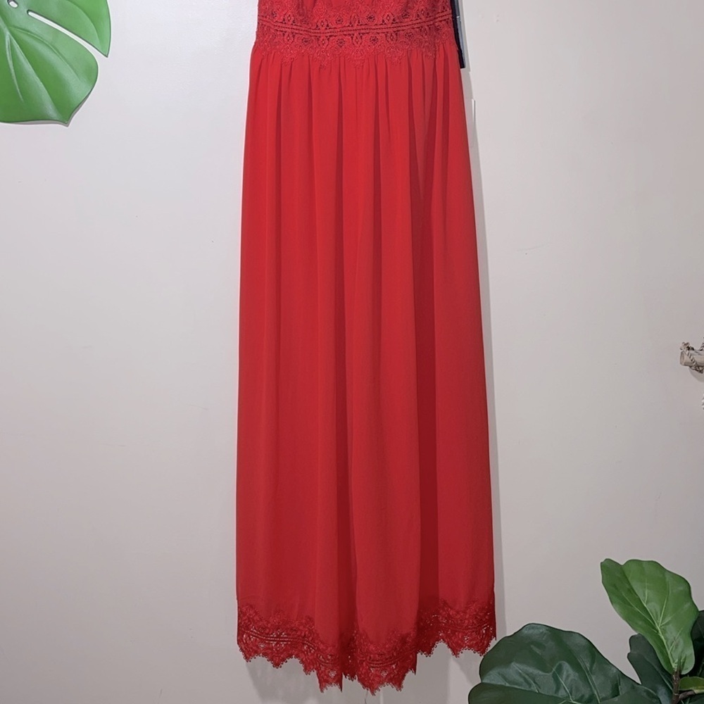 Lulus Sunny Day Dream Red Lace Culotte Jumpsuit Sz. Small - Picture 10 of 12